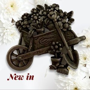 AJC VINTAGE FLOWER CART BROOCH